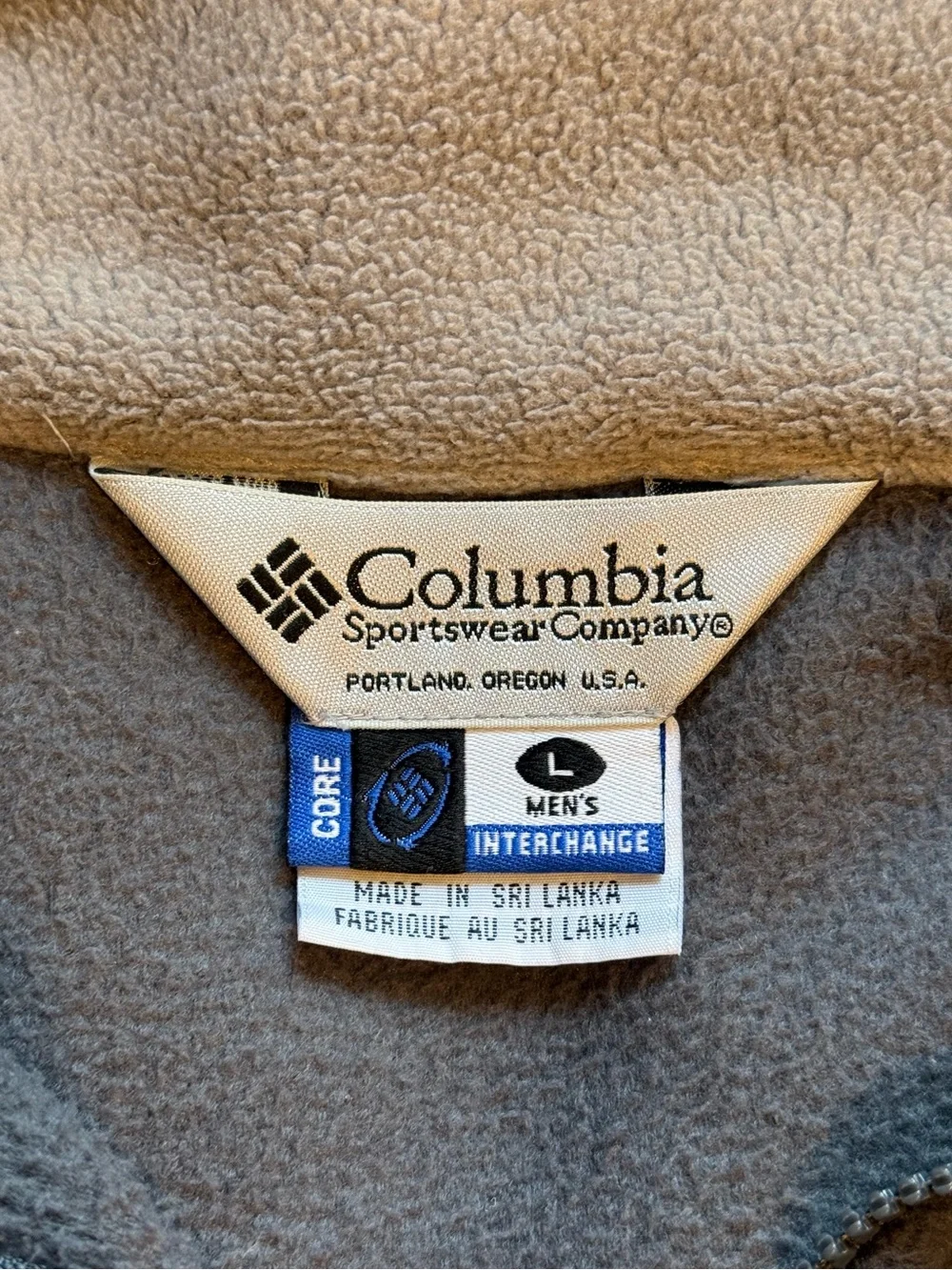 Columbia Vintage Sportswear Full Zip Colorblock Gray Fleece Jacket Men's Large